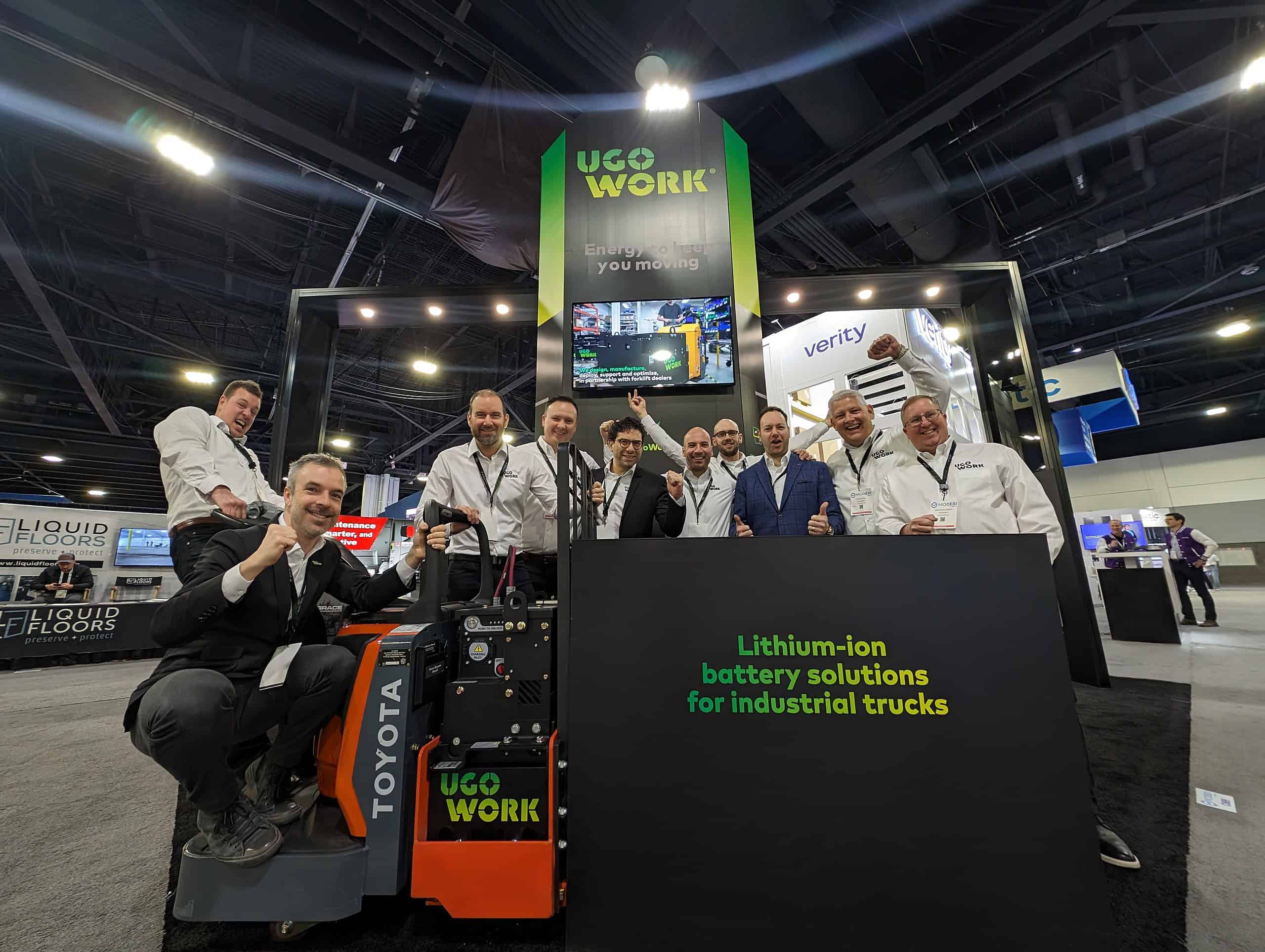 UgoWork team picture at booth ProMat 2023