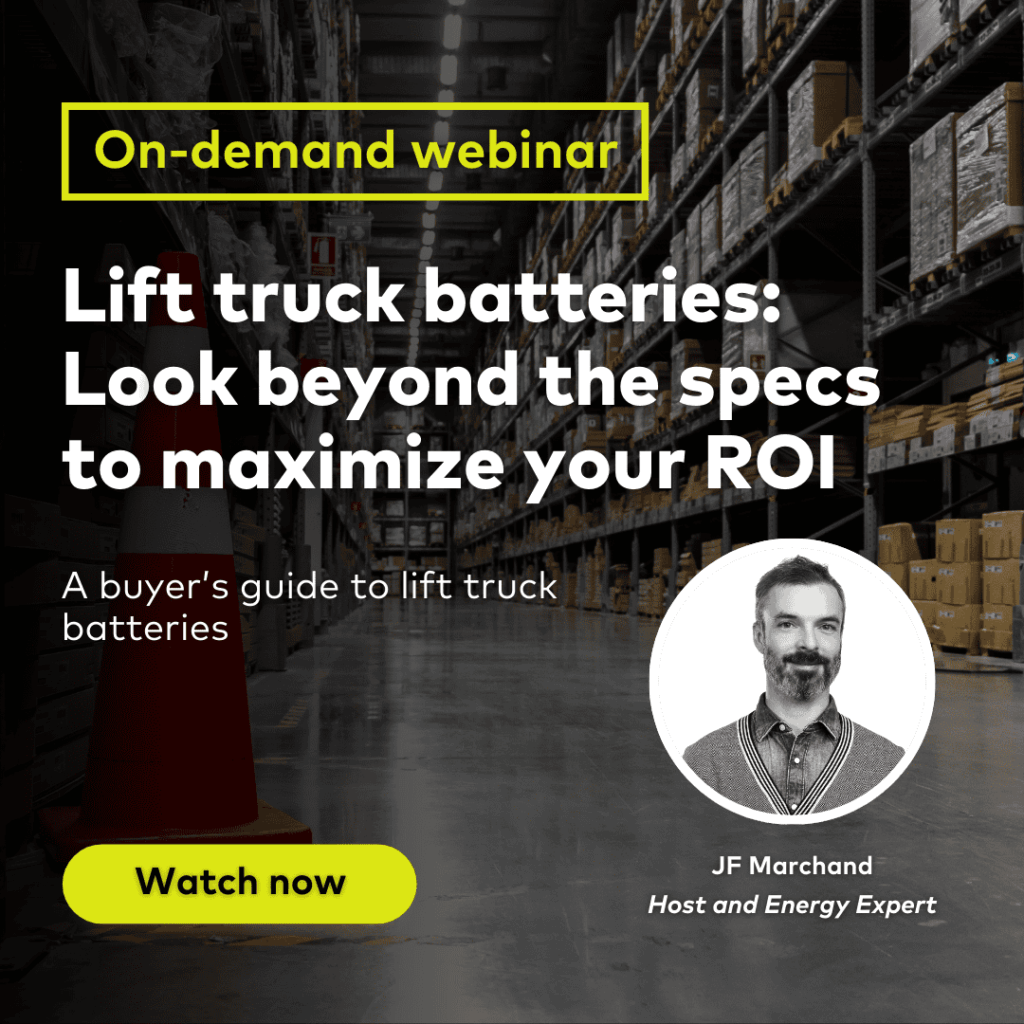 Webinar invitation banner: “Go beyond the basics – Make smarter battery investments for your fleet” featuring JF Marchand, April 17, 2025.
