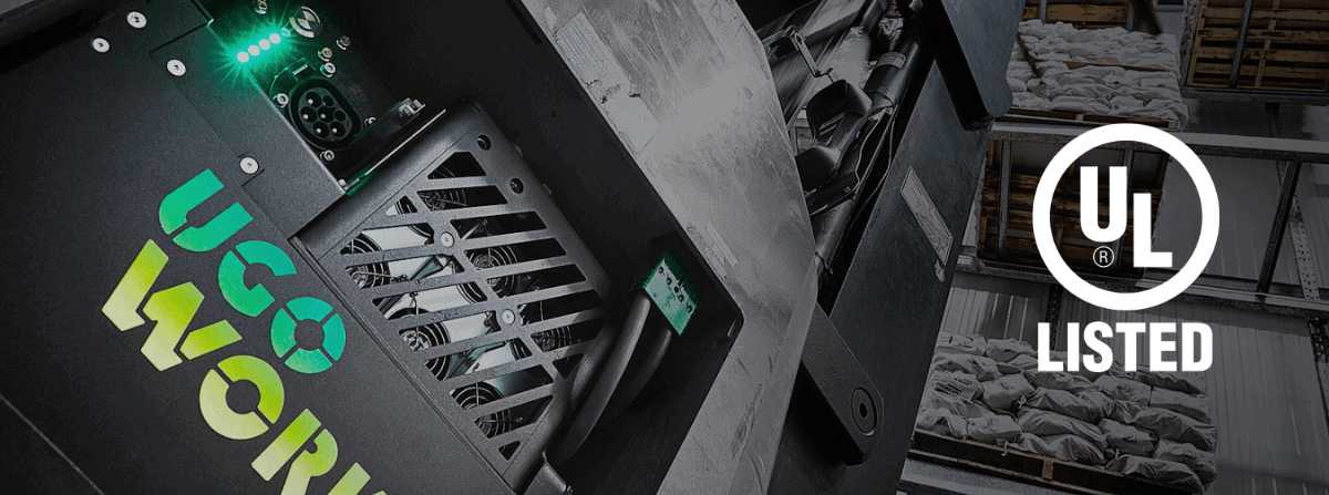 Forklift with UgoWork lithium-ion battery UL Listed